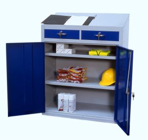 Add Furniture Double Drawer PPE Steel Workbench,  Workstation Inc Storage Cabinet