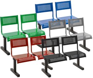 Add Crater 2 Seat Perforated Steel Beam Seating Units - Red, Green, Blue, Silver & Black