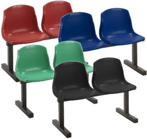 Add Crater 2 Seat Beam Unit with Polypropylene Red, Black, Green & Blue Seat Shells