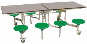 Add School, Educational Mobile Eight Seat Rectangular Folding Dining Table