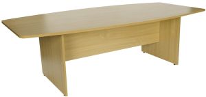 Add Light Oak 2.4M Boat Shaped Boardroom Table with Panel Leg Frame