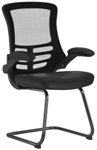 Add Luna Designer Medium Back Mesh Cantilever Chair with Folding Arms - Black (Min Qty 2)