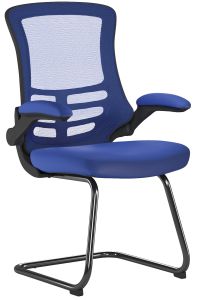 Add Luna Designer Medium Back Mesh Cantilever Chair with Folding Arms - Blue (Min Qty 2)