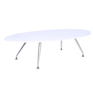 Add 2.4M Long White MFC Oval Shaped Boardroom Table Complete with Brushed Metal Legs