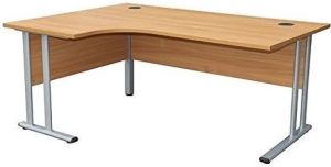 Add Light Oak MFC Left Hand Crescent, Radial , Corner Desk, 1.6M Wide