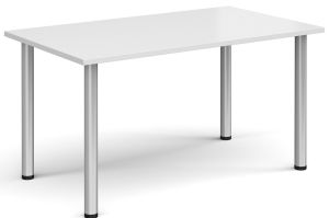 Add Furniture Radial Leg Rectangular White MFC Meeting/Conference Table W1400mm x D800mm 