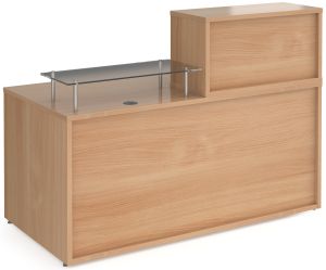 Add Furniture Beech MFC Medium Straight Reception Unit Including Glass Shelf