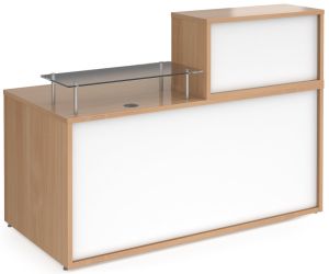 Add Furniture Beech & White MFC Medium Straight Reception Unit Including Glass Shelf