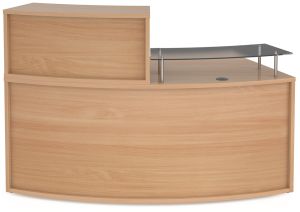 Add Furniture Beech MFC Medium Curved Reception Unit Including Glass Shelf