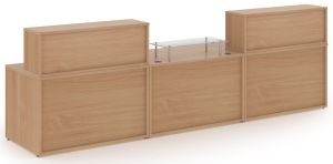 Add Furniture Beech MFC Large Rectangular/Straight Reception Unit with Glass Up-Stand