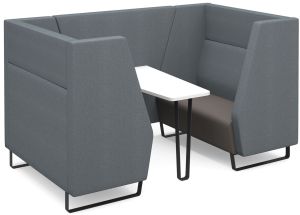 Add Encore Closed high back 4 (Four) person meeting booth with table and black sled frame - made to order