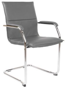 Add Stackable Meeting Room Cantilever Chair - Grey Faux Leather