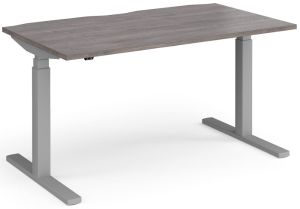 Add Furniture Grey Oak MFC Rectangular Electric Height Adjustable Sit-Stand Desk W1400 x D800 x H650-1250mm