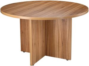 Add Elegant 800mm Diameter Executive Arrowhead Base Meeting Room Table in American Walnut