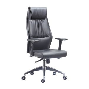 Add High Back Aluminium Base Executive Armchair In Black Faux Leather