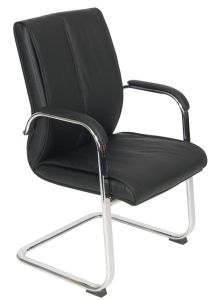 Add High Comfort Executive Boardroom Chrome Based Cantilever Meeting Chair In Black Faux Leather (Min Qty 2)