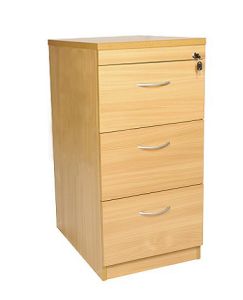 Add Light Oak MFC 3 Drawer Filing Cabinet with Anti Tilt Drawers 