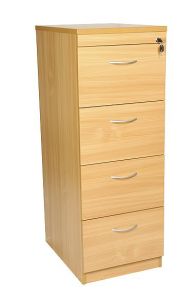 Add Light MFC Oak 4 Drawer Filing Cabinet with Anti Tilt Drawers 