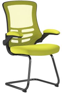 Add Luna Designer Medium Back Mesh Cantilever Chair with Folding Arms - Green (Min Qty 2)