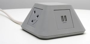 Add Inca Grey Facia On Desk/Table Power, USB Charging & Data Module