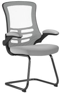 Add Luna Designer Medium Back Mesh Cantilever Chair with Folding Arms - Grey (Min Qty 2)