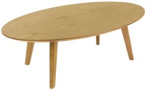 Add Furniture Oval Shaped Coffee Table with Oak Stained Legs