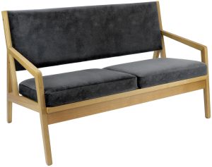 Add Furniture Two Seat Lounge Sofa with Wooden Frame and Grey Fabric