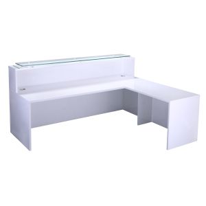 Add Jupiter White Gloss L Shaped Reception Counter, Desk with Left or Right Hand Return Unit