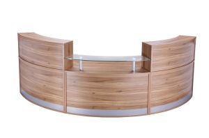 Add Jupiter Low & Double High Curved Reception Counter with Tempered Glass Shelf