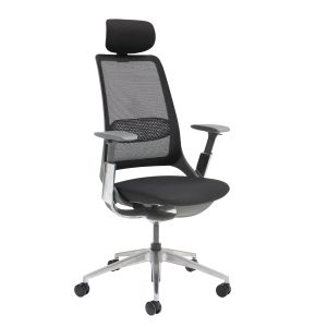 Add Holden mesh back operator chair with black fabric seat and headrest