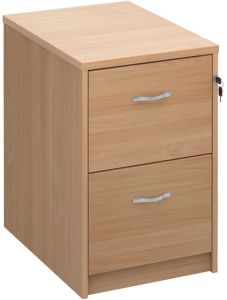 Add Beech MFC Wooden 2 Drawer Filing Cabinet with Silver Handles