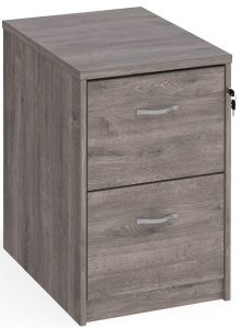 Add Grey Oak MFC Wooden 2 Drawer Filing Cabinet with Silver Handles