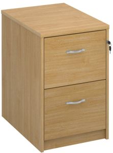 Add Oak MFC Wooden 2 Drawer Filing Cabinet with Silver Handles