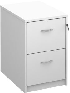 Add White MFC Wooden 2 Drawer Filing Cabinet with Silver Handles