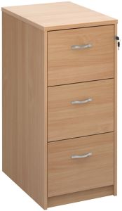 Add Beech MFC Wooden 3 Drawer Filing Cabinet with Silver Handles