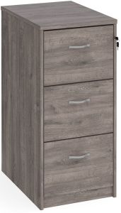 Add Grey Oak MFC Wooden 3 Drawer Filing Cabinet with Silver Handles