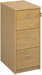 Add Oak MFC Wooden 3 Drawer Filing Cabinet with Silver Handles