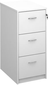 Add White MFC Wooden 3 Drawer Filing Cabinet with Silver Handles