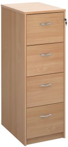 Add Beech MFC Wooden 4 Drawer Filing Cabinet with Silver Handles