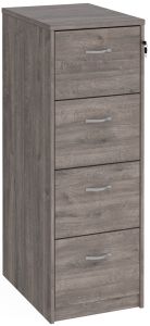 Add Grey Oak MFC Wooden 4 Drawer Filing Cabinet with Silver Handles