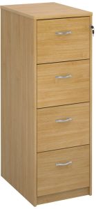 Add Oak MFC Wooden 4 Drawer Filing Cabinet with Silver Handles