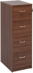 Add Walnut MFC Wooden 4 Drawer Filing Cabinet with Silver Handles