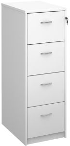 Add White MFC Wooden 4 Drawer Filing Cabinet with Silver Handles