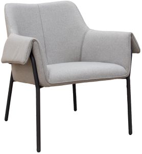 Add Furniture Lounge Chair with Black Metal Frame in a Light Grey Velvet Style Material