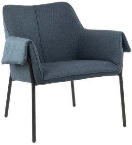 Add Furniture Lounge Chair with Black Metal Frame in a Mid Blue Velvet Style Material