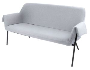 Add Furniture 2 Seat Lounge Chair with Black Metal Frame in a Light Grey Velvet Style Material