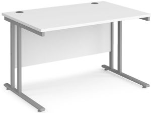 Add Furniture White MFC Rectangular Double Strut Cantilever Desk 1200mm Wide 800mm Deep