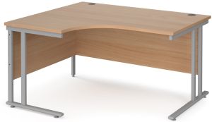 Add Furniture Beech MFC Left Handed Crescent Double Strut Cantilever Corner Desk 1400mm Wide