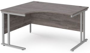 Add Furniture Grey Oak MFC Left Handed Crescent Double Strut Cantilever Corner Desk 1400mm Wide