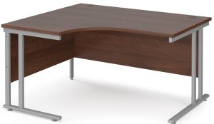 Add Furniture Walnut MFC Left Handed Crescent Double Strut Cantilever Corner Desk 1400mm Wide